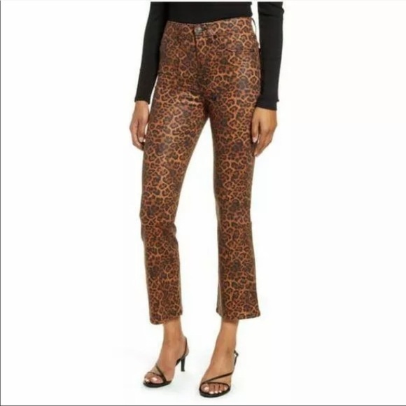 7 For All Mankind Leopard Print High Rise Slim Fit Kick Flare Jeans